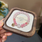 Pink Crystal Beaded Bracelet with Gold Charm