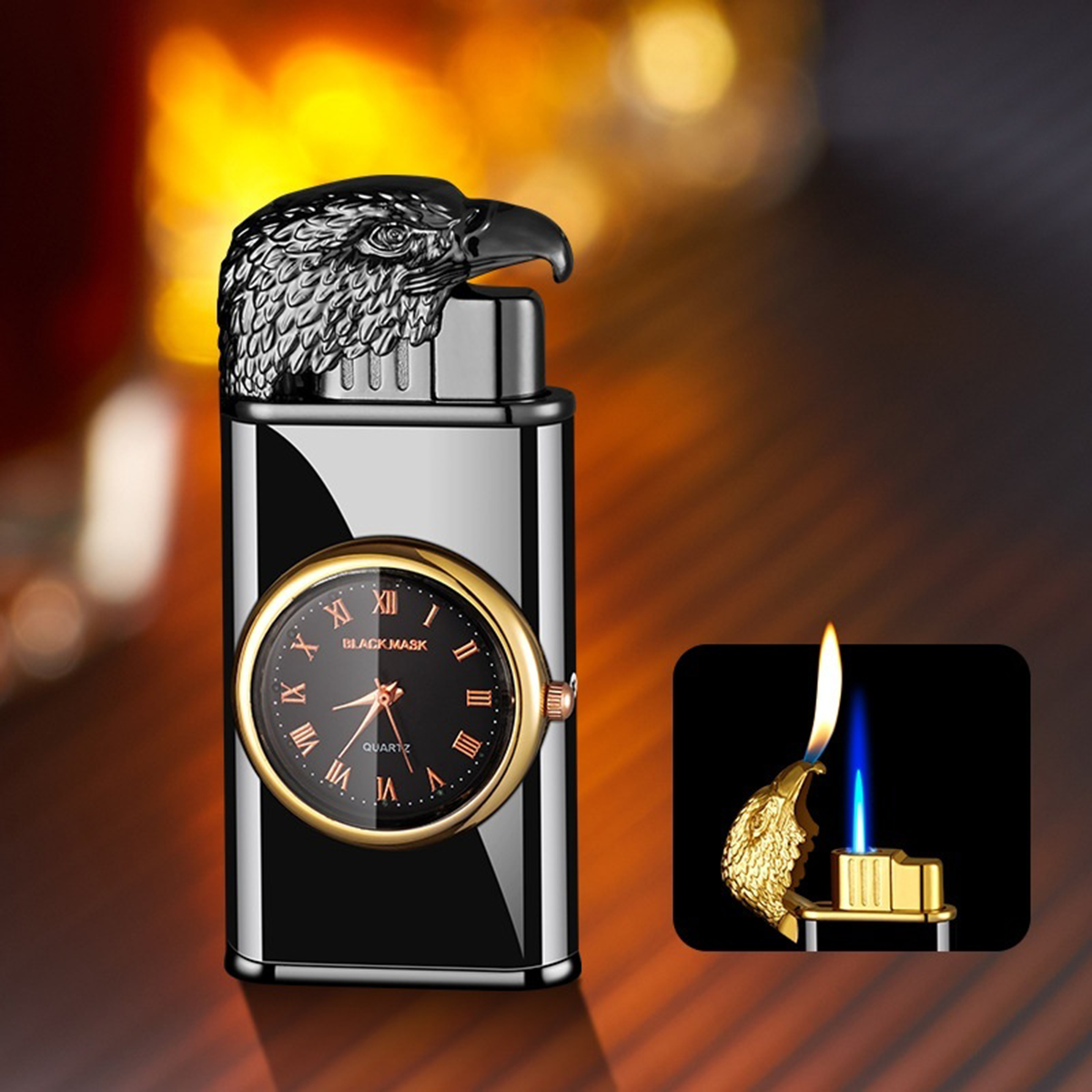 Face Clock Dial Dual Flame Fuel Lighter