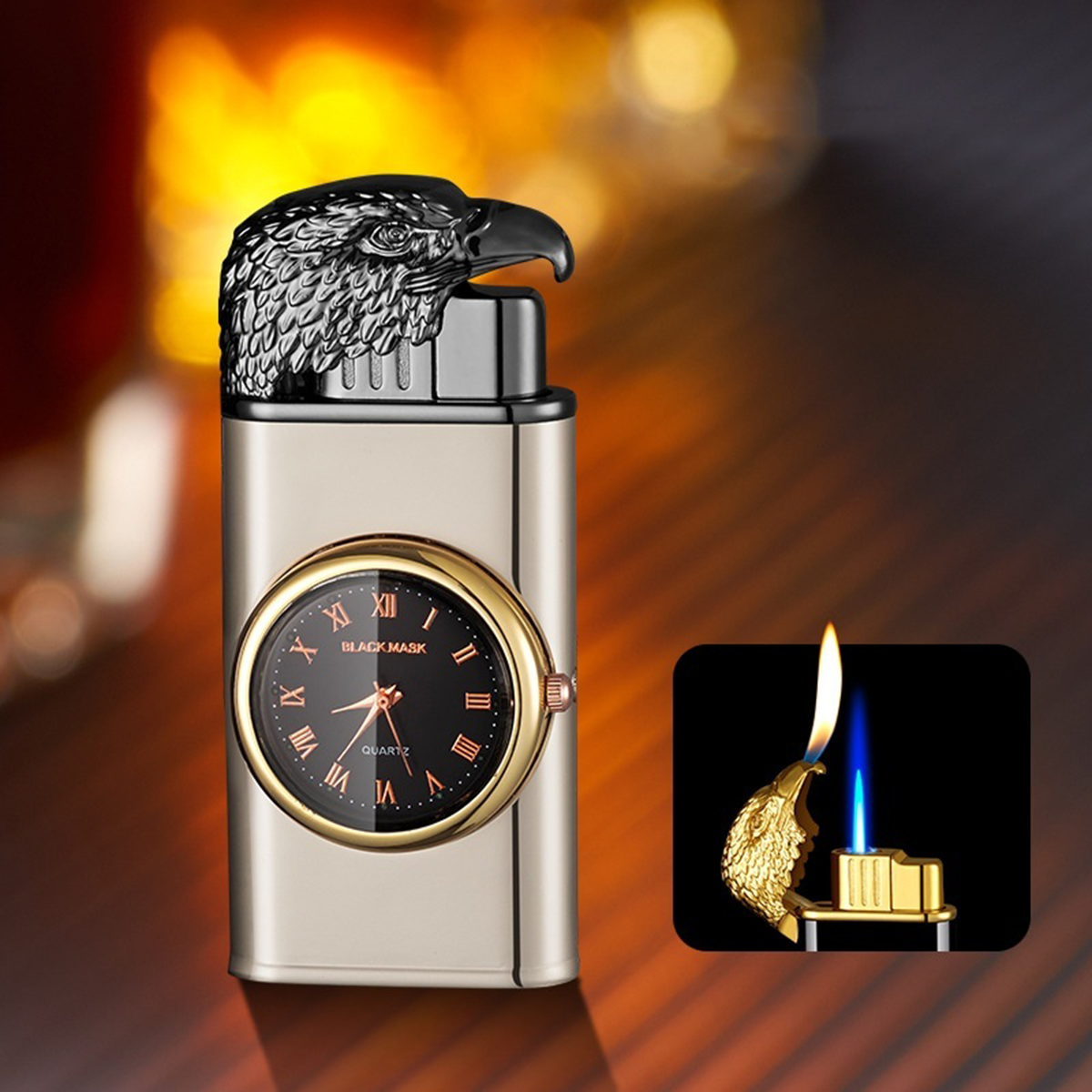 Face Clock Dial Dual Flame Fuel Lighter
