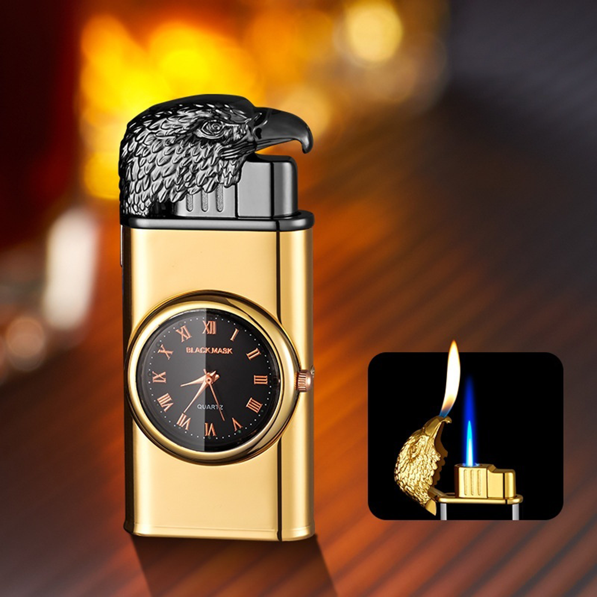 Face Clock Dial Dual Flame Fuel Lighter