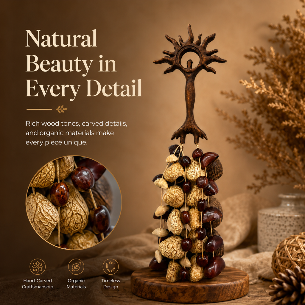 Wooden Hanging Wind Chimes Nut Shell Rattle