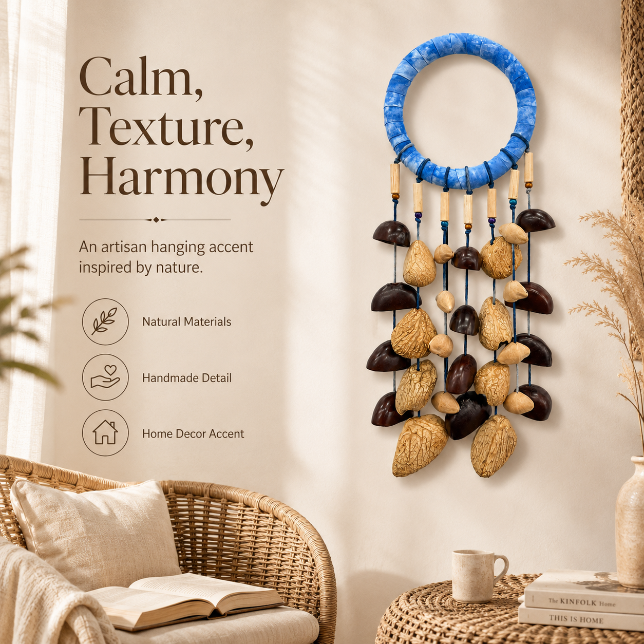 Round Hanging Wind Chimes Nut Shell Rattle