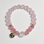 Pink Crystal Beaded Bracelet with Gold Charm