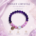 Purple Crystal Beaded Bracelet with Gold Charm